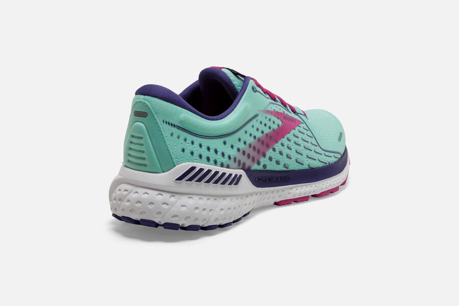 Brooks Running Shoes Womens Turquoise/Pink - Adrenaline GTS 21 Road - 2574-OVYRK